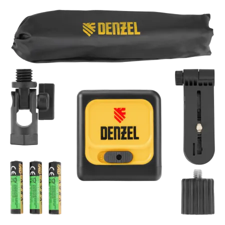 Лазерный уровень DENZEL DQB-T, 30 м, зеленый луч, батарейки, штатив