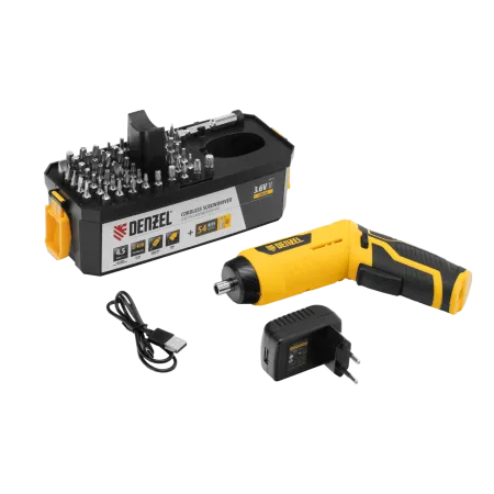 Отвертка аккумуляторная DENZEL CSH-3.6, 54 биты, Li-Ion, 3,6 В