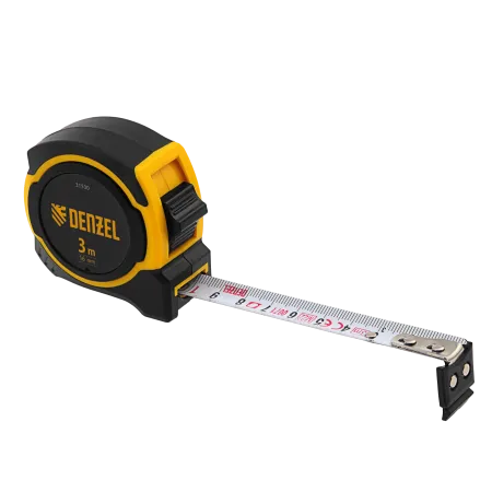 Рулетка DENZEL 3м х 16мм, двухкомп. корпус, магнитный обрезиненный зацеп
