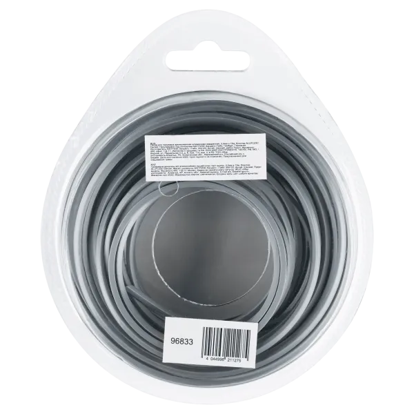 Леска для триммера DENZEL армированная алюминием квадратная, 2,0мм х 15м, блистер ALUFLEX