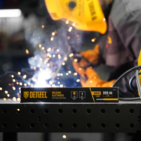 Электроды DENZEL DER-46 Goldline, диам. 3 мм, 1 кг, рутил-целлюлозное покрытие