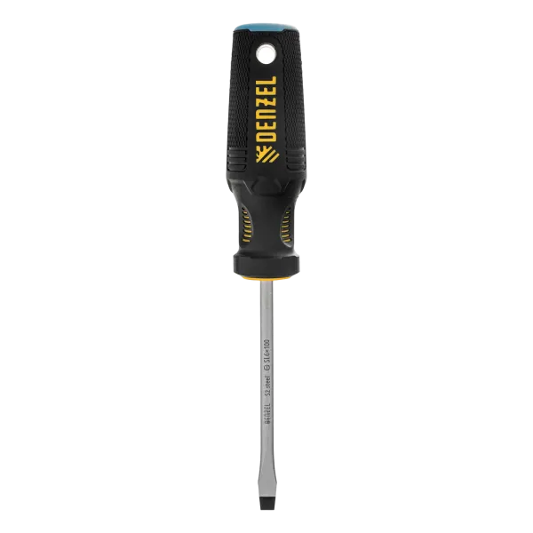 Отвертка DENZEL SL6x100 мм, S2, 3к рукоятка