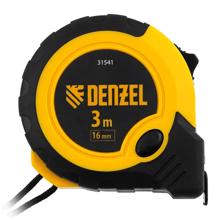 Рулетка DENZEL 3м х 16мм, двухкомп. корпус, кнопка-пауза