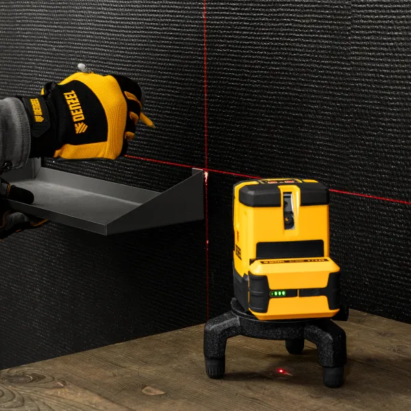 Лазерный уровень DENZEL LX 05 Red, 20 м, 635 нм, аккумулятор Li 5200 mAh, резьба 5/8