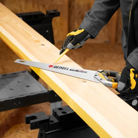 Ножовка по дереву DENZEL  450 мм, 9 TPI, зуб 3D, металлопластиковая рукоятка