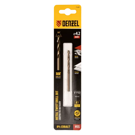 Сверло по металлу DENZEL 4,2 мм, HSS Co-8%