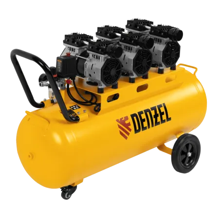Компрессор безмасляный, малошумный DENZEL DLS 1800/100,1800 Вт, 3x600, 100 л, 345 л/мин