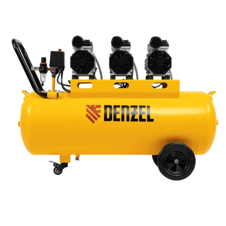Компрессор безмасляный, малошумный DENZEL DLS 1800/100,1800 Вт, 3x600, 100 л, 345 л/мин