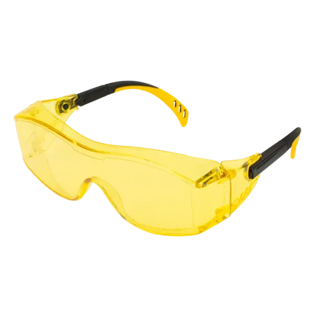 Очки защитные DENZEL открытые, поликарбонатные, увеличенная желтая линза, регулируемые дужки