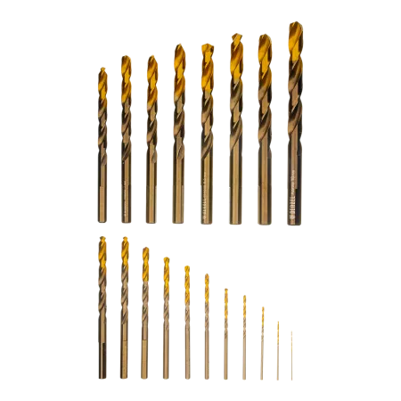 Набор сверл по металлу DENZEL, 1-10 мм, Р6М5К8-TiN, Golden Tip, 19 шт