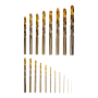 Набор сверл по металлу DENZEL, 1-10 мм, Р6М5К8-TiN, Golden Tip, 19 шт