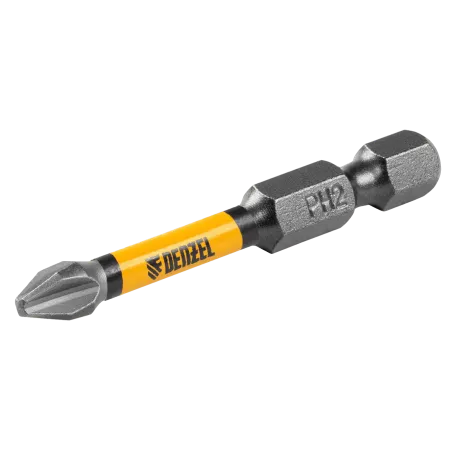 Бита DENZEL IMPACT, PH2x50 мм, лазерная обработка шлица, сталь S2, 10 шт., Е 6,3