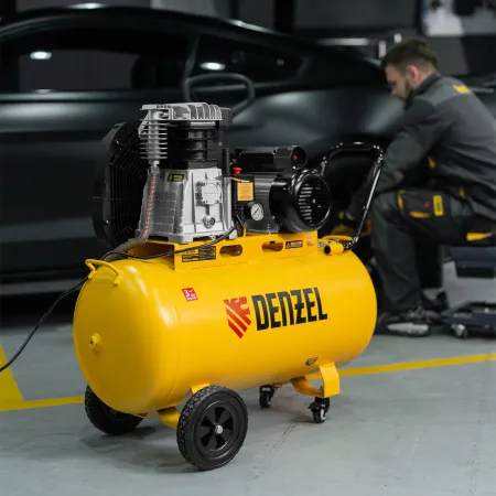 Компрессор воздушный DENZEL рем. привод BCI 2200/100, 2,2 кВт, 100 литров, 420 л/мин