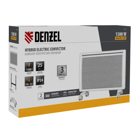 Конвектор гибридный электрический DENZEL HybridX-1500, ИК нагреватель, цифровой термостат