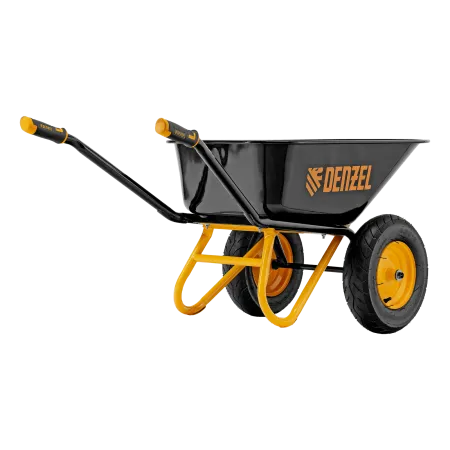 Тачка строительная DENZEL усиленная, объем 120 л, 350 кг, двухколесная, колесо 16х4.00-8