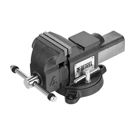 Тиски слесарные DENZEL BVH-100, 100 мм, поворотные, стальная направляющая, с наковальней