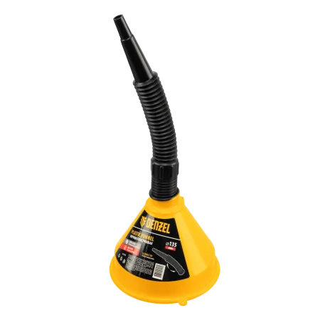 Воронка пластиковая DENZEL 135 мм с металлическим ситом, гибким наконечником и непроливайкой