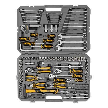 Набор инструментов DENZEL 1/2", 1/4", 3/8", CrV, S2, пластиковый кейс, 144 предмета