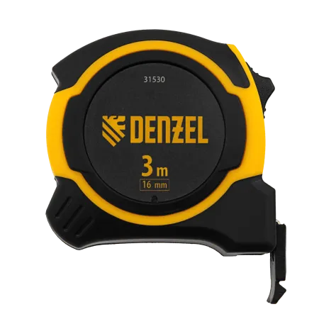 Рулетка DENZEL 3м х 16мм, двухкомп. корпус, магнитный обрезиненный зацеп