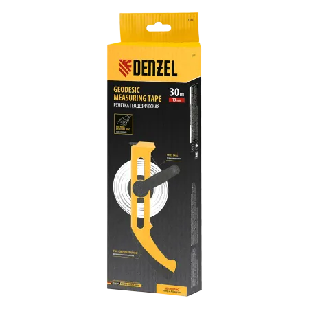 Рулетка геодезическая DENZEL 30 м х 13 мм, открытый корпус, металлическая лента