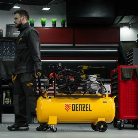 Компрессор воздушный DENZEL BCW3000-T/100, 3.0 кВт, ременный привод, 100 литров, 520 л/мин