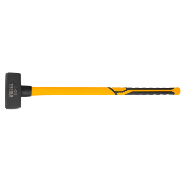 Кувалда DENZEL 5000 г, кованая, фибергласовая  рукоятка c TPR покрытием, 880 мм