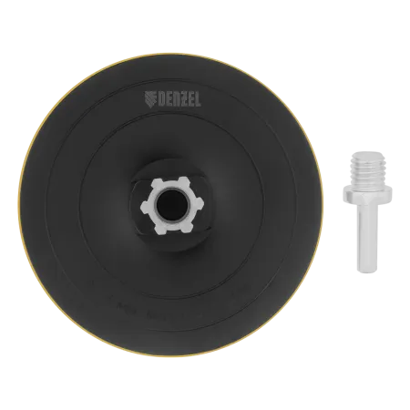 Тарелка опорная для дрели и УШМ DENZEL с липучкой, 115 мм, твердая, с адаптером c М14 на d8