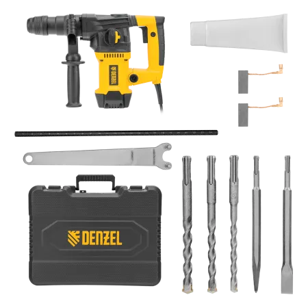 Перфоратор электрический DENZEL RHVB-1250-32, SDS-plus, 1250 Вт, 5,5 Дж, 4 реж.
