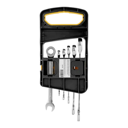 Набор ключей комбинированных трещоточных DENZEL 6-17 мм, 6 шт., CrV, матовый хром