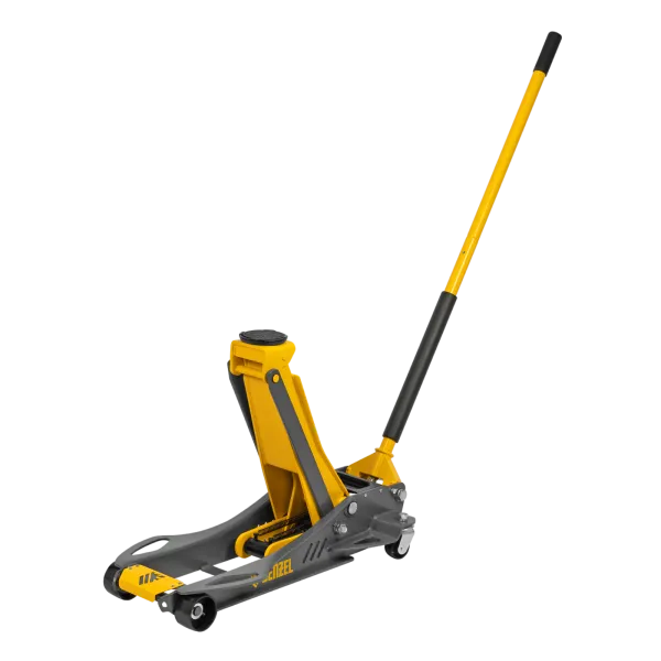 Домкрат гидравлический подкатной DENZEL 3,8 т, 110-580 мм, быстрый подъем, низкий подхват, проф.