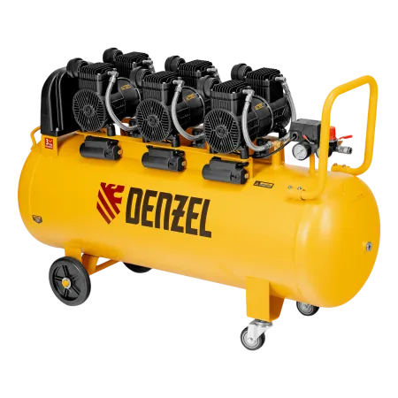 Компрессор безмасл. малошумн. DENZEL DLP-4500/150, 4,5 кВт, 3х1,5 кВт,150 л, 2850 об/мин,750 л/мин