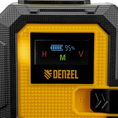 Лазерный уровень мультипризменный DENZEL DLV 360-4T, 30 м, зеленый луч, Li-Ion 2,4 Aч, штатив