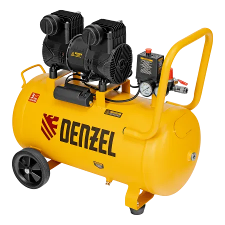 Компрессор безмасл. малошумный DENZEL DLP-1500/50, 1,5 кВт,50 л, 2850 об/мин, 250 л/мин