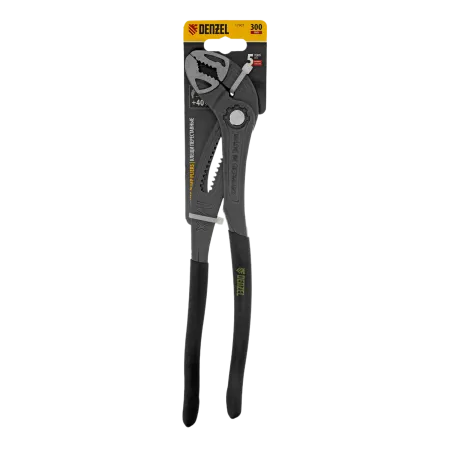 Клещи переставные DENZEL кнопочный механизм, обливные рукоятки, 300 мм