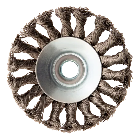 Щетка для УШМ DENZEL 746093, 100 мм, «тарелка», крученая нержавеющая проволока 0.5 мм, М14
