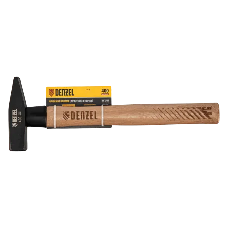 Молоток слесарный DENZEL 400 г, кованый квадратный боек, буковая рукоятка