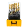 Набор сверл по металлу DENZEL, 1-13 мм, Р6М5-TiN, Golden Tip, 25 шт