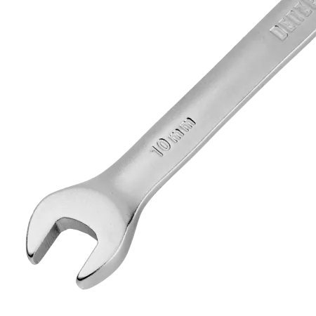 Ключ комбинированный трещоточный DENZEL, 10 мм, CrV, матовый хром
