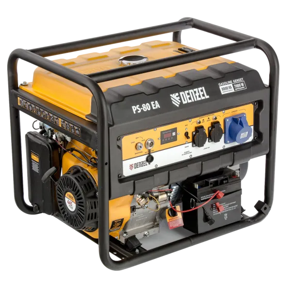 Генератор бензиновый DENZEL PS 80 EA, 8.0 кВт, 230 В, 25 л, электростартер