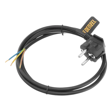 Шнур сетевой Energy Series DENZEL, ПВС, 1,5 м, 3 x 1 мм, с неразборной вилкой, черный