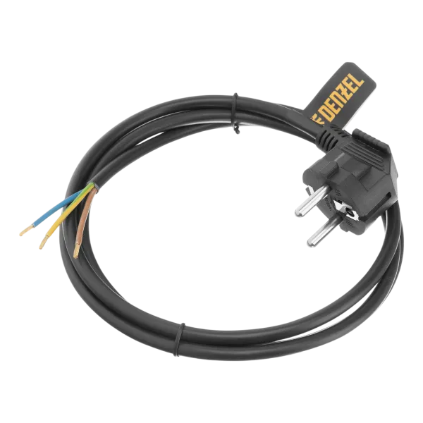 Шнур сетевой Energy Series DENZEL, ПВС, 1,5 м, 3 x 1 мм, с неразборной вилкой, черный