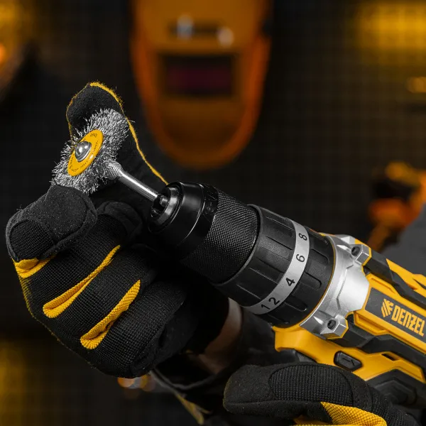 Набор щеток для дрели DENZEL, 5 Плоских 25-38-50-63-75 мм, шпилька, нерж. вит. проволока