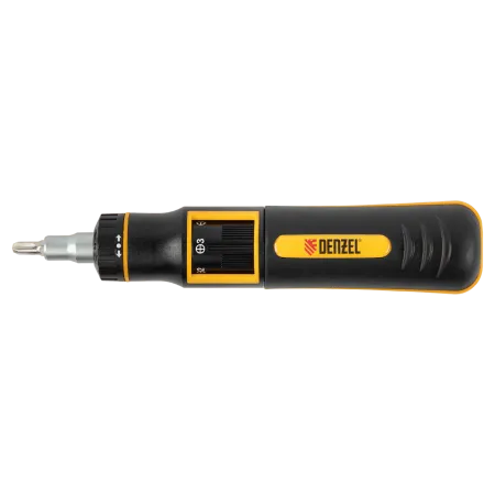 Отвертка реверсивная с револьверным механизмом DENZEL 11 шт, сталь S2