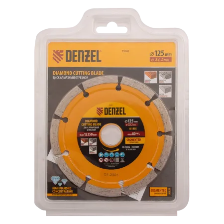 Диск алмазный отрезной DENZEL73101, сегментный, 125 x 22.2 мм, сухая резка