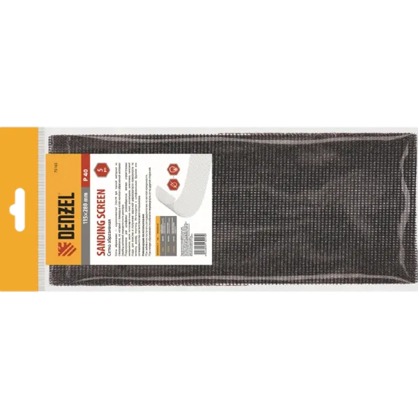 Сетка абразивная DENZEL 75171, P100, 115 x 280 мм, 5 шт.