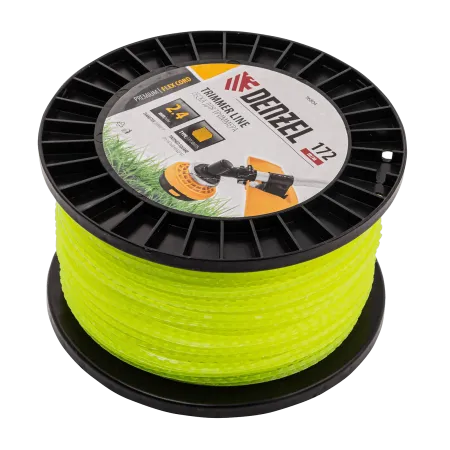 Леска для триммера DENZEL 96804 зубчатый квадрат, 2,4мм х 172м, на DIN катушке FLEX CORD