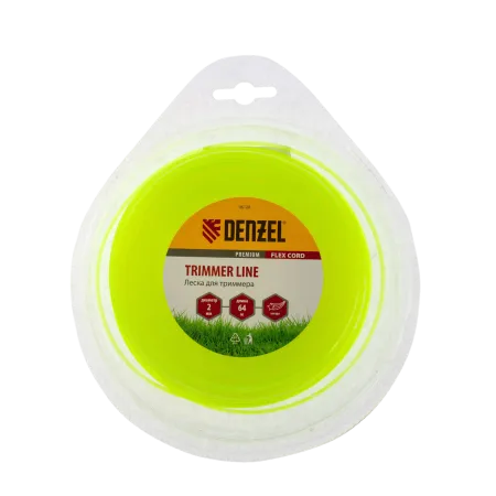 Леска для триммера DENZEL Flex Сord 96120, 2 мм x 64 м, звезда, блистер