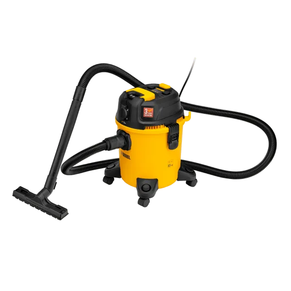 Пылесос строительный DENZEL RVC20, 1400 Вт, бак 20 л, шланг 3 м, розетка с автосинхр.