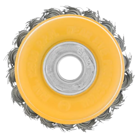 Щетка для УШМ DENZEL 746243, 75 мм, «чашка», крученая нержавеющая проволока 0.5 мм, М14