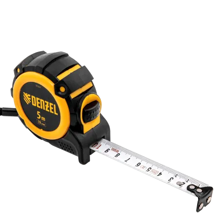 Рулетка DENZEL 31521 5м х 19мм, автоматич. фиксац., нейлон. покрытие, магнит. зацеп, двухстор. разметка